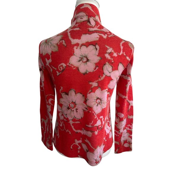 JEAN PIERRE KLIFA Floral Zip Long Sleeve Wool Blend Top Sz Small - Picture 4 of 9